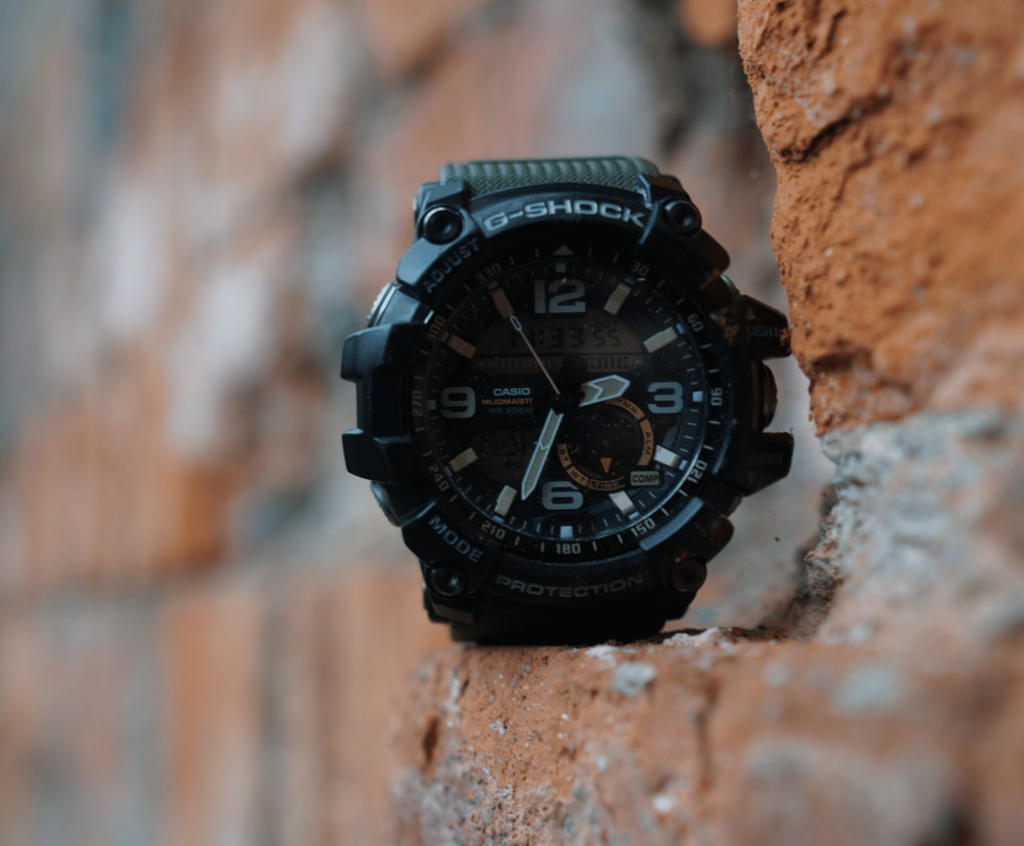 A G-Shock watch on a surface for outdoor enthusiasts