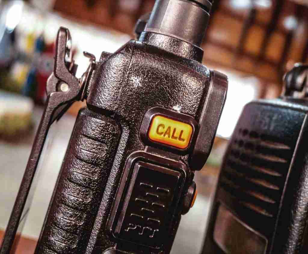 A walkie-talkie with Push-To-Talk (PTT) feature